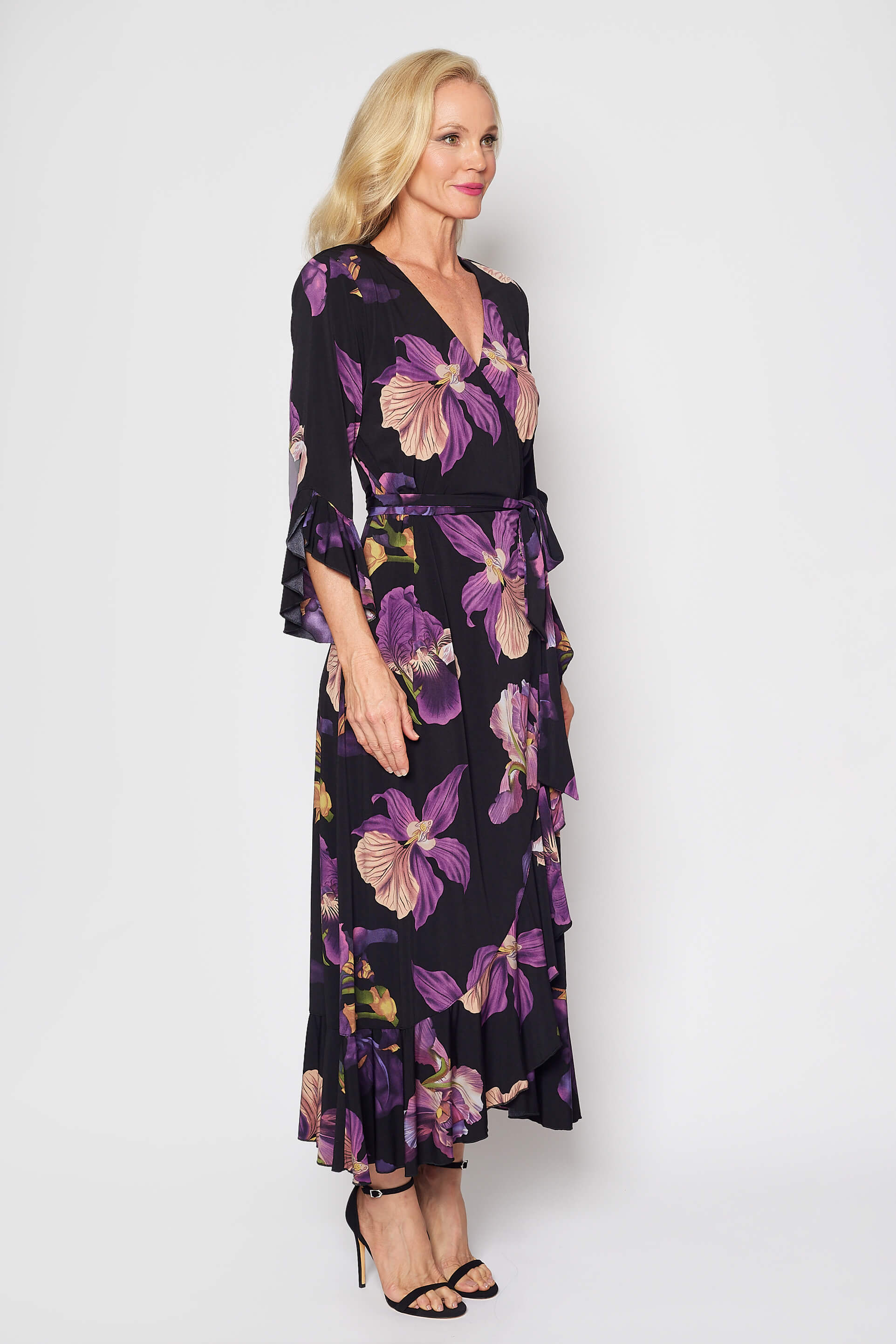 Jersey Wrap Dress (Purple Floral)