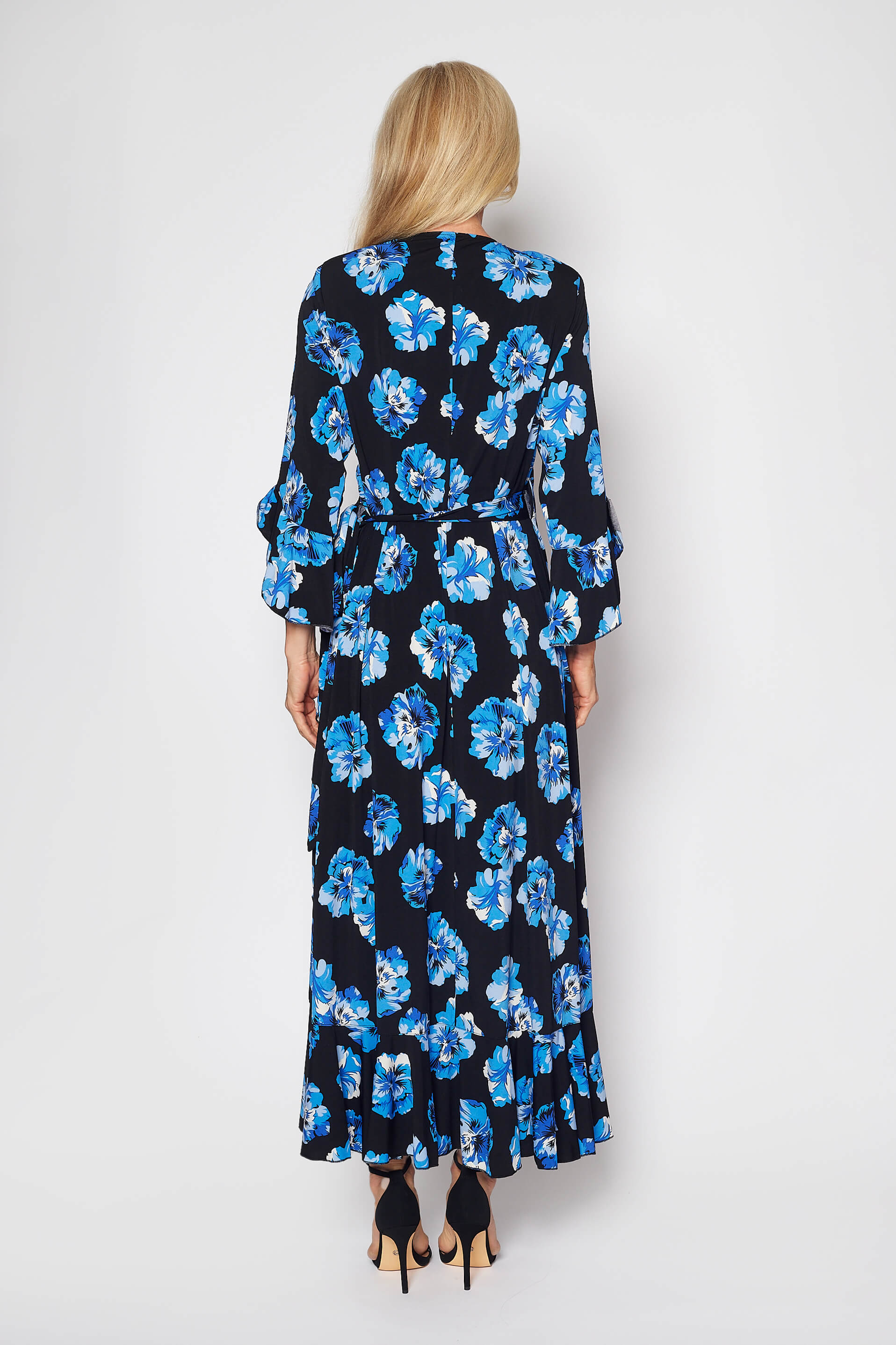 Jersey Wrap Dress (Aqua and Black Floral)