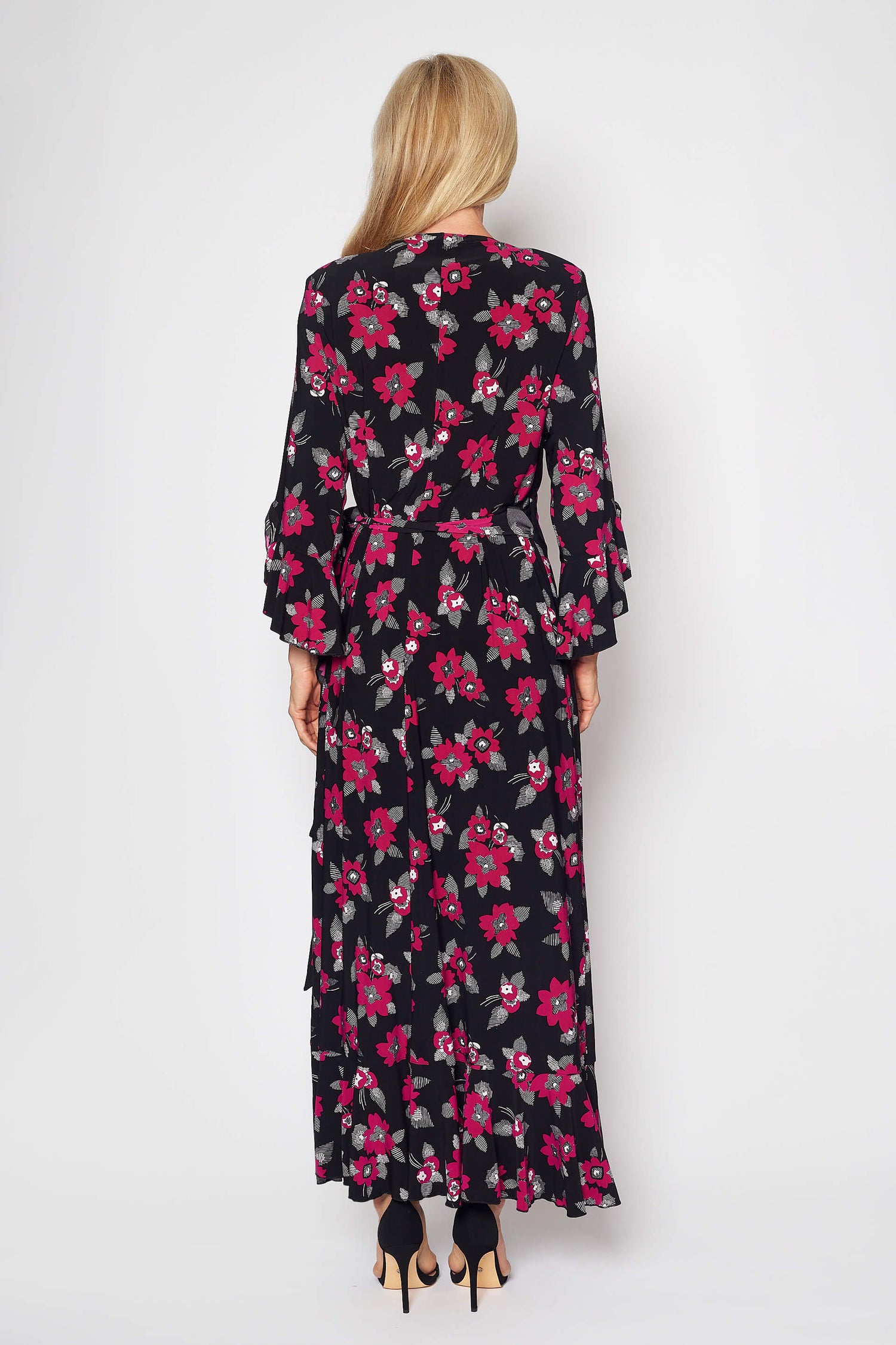 Jersey Wrap Dress (Cerise and Black)