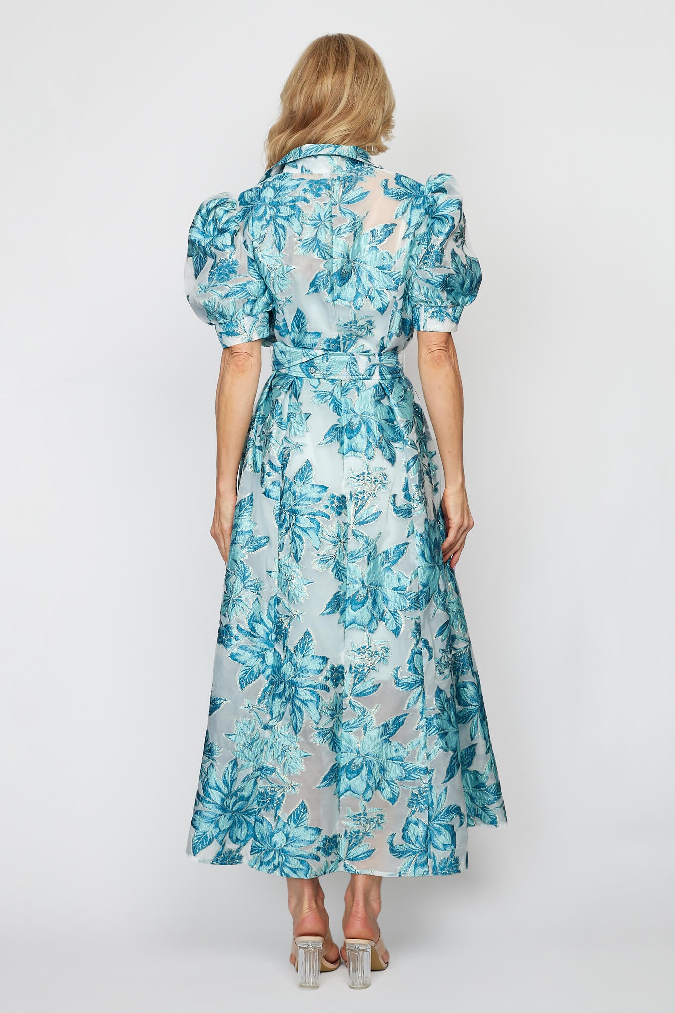 Aqua Blue Organza Hibiscus Dress