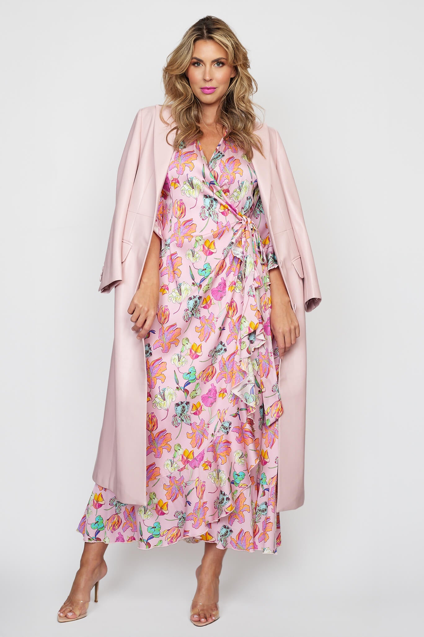 Spring Garden Floral Wrap Dress