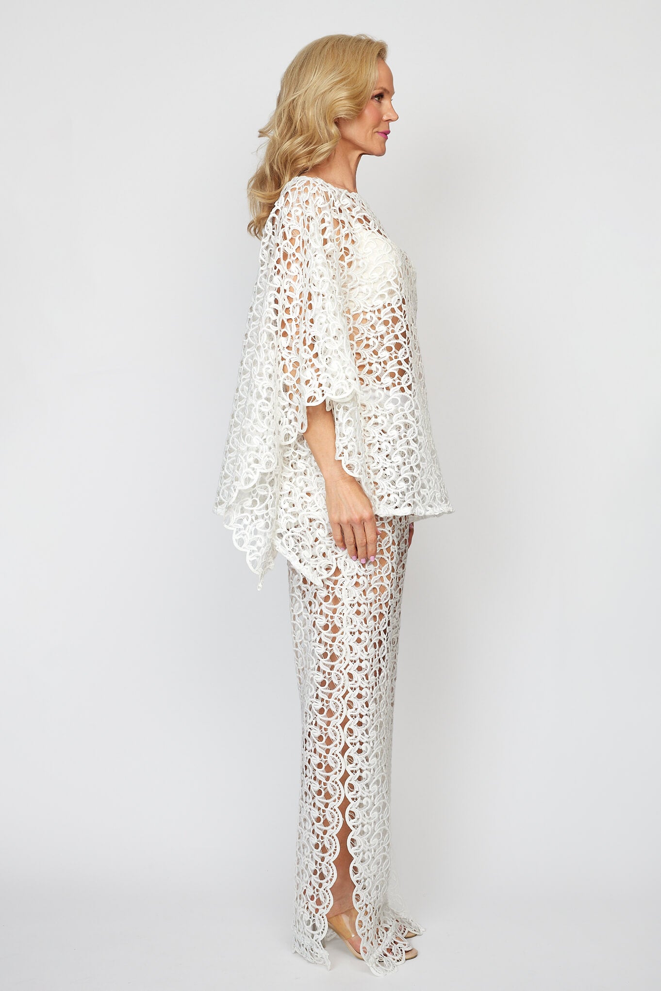 White Lace Poncho and White Lace Pant