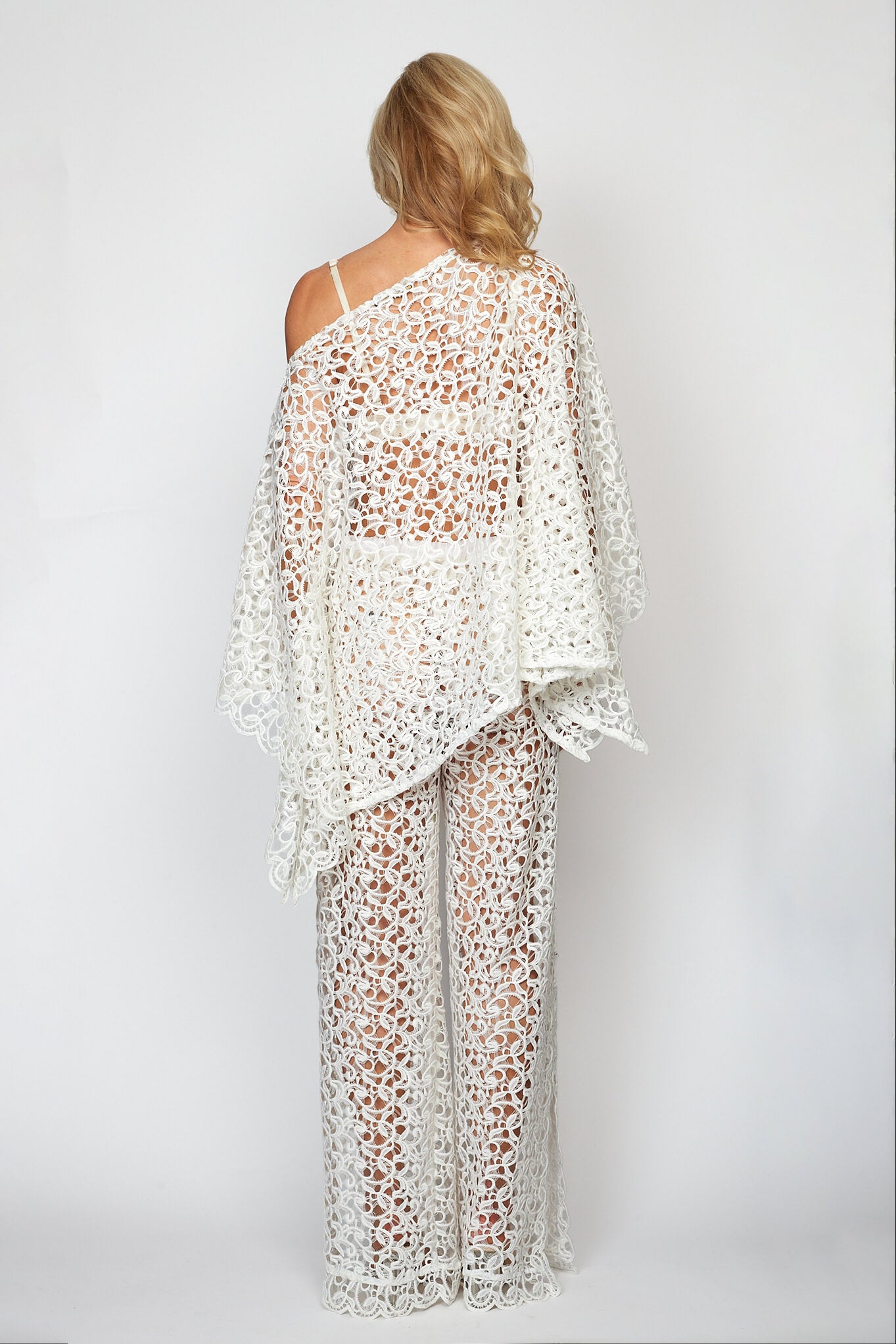 White Lace Poncho and White Lace Pant