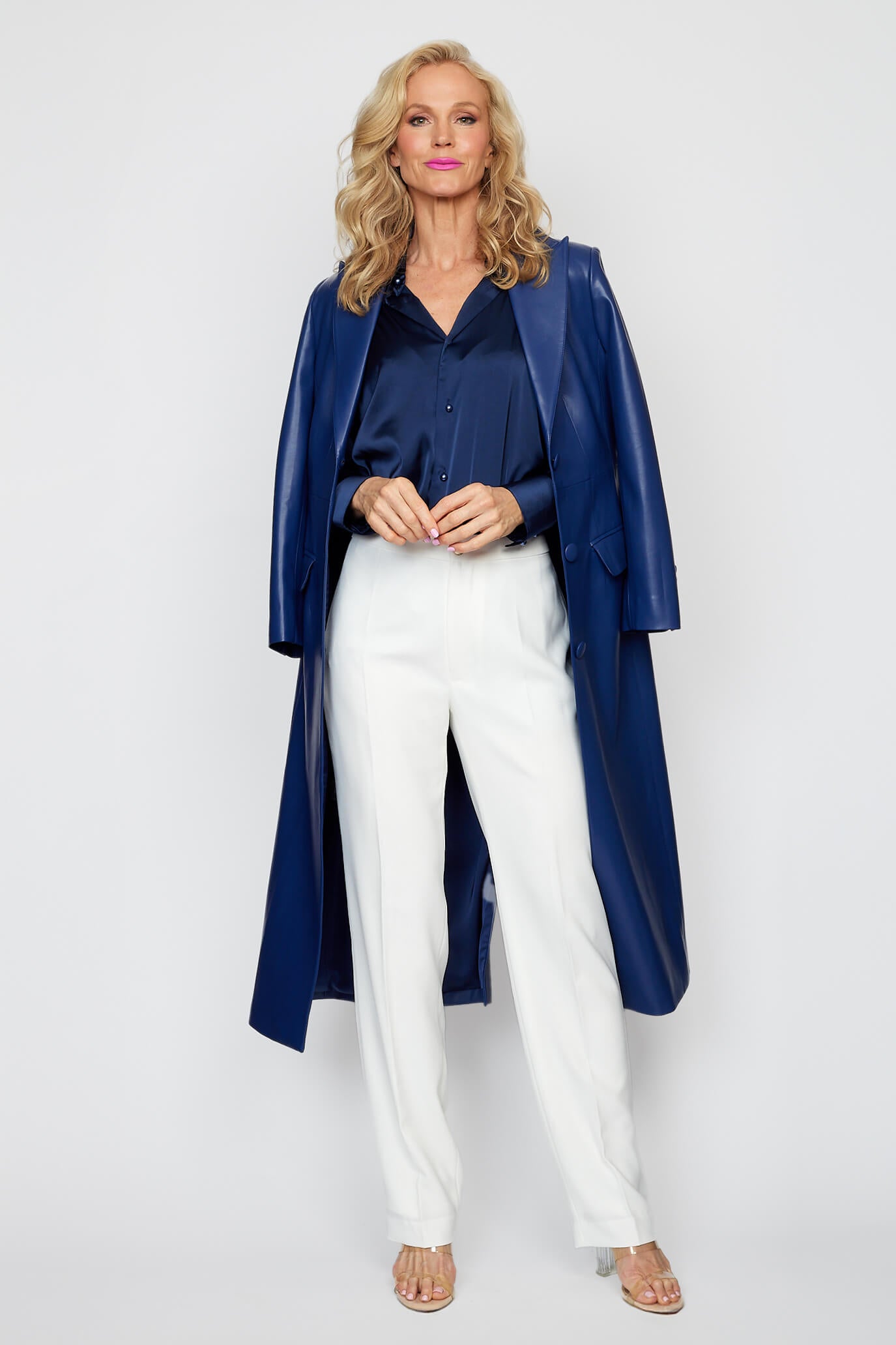 Baby Pink Winter Travel Vegan Leather Coat