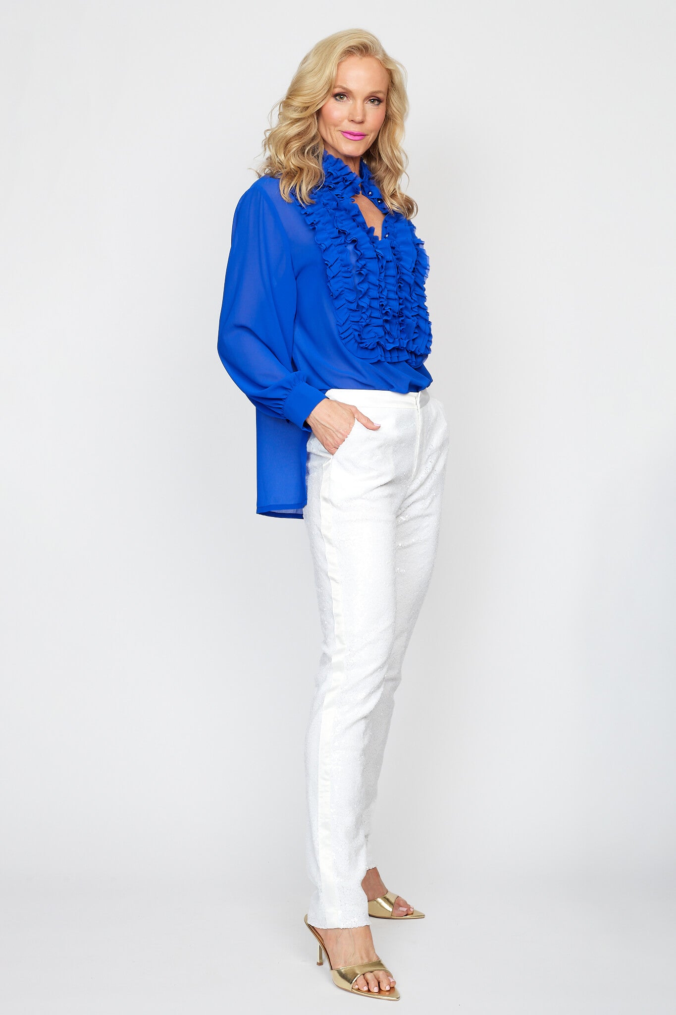 Royale Iconic Frill Blouse with Sequin Pant