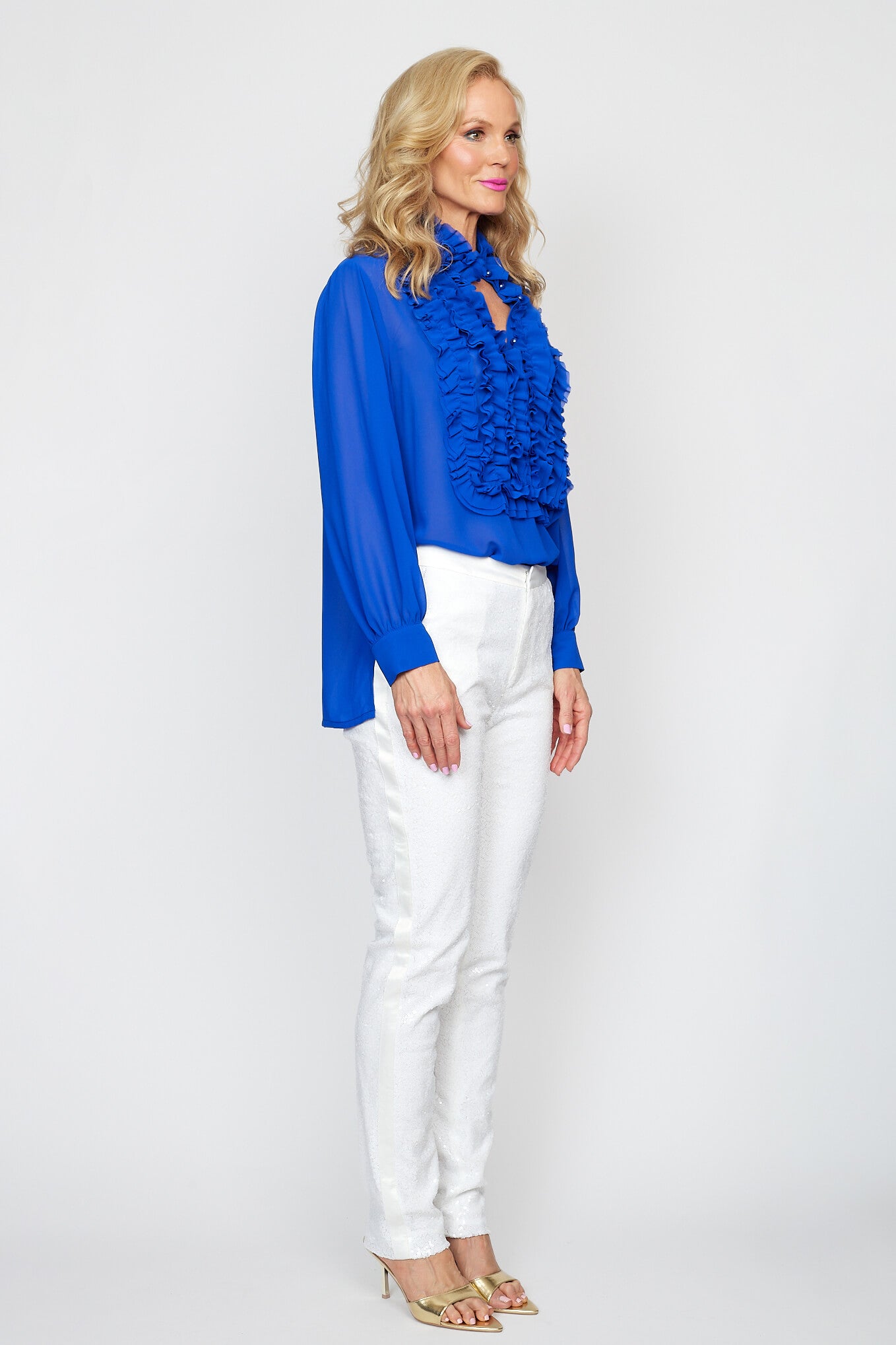 Royale Iconic Frill Blouse with Sequin Pant