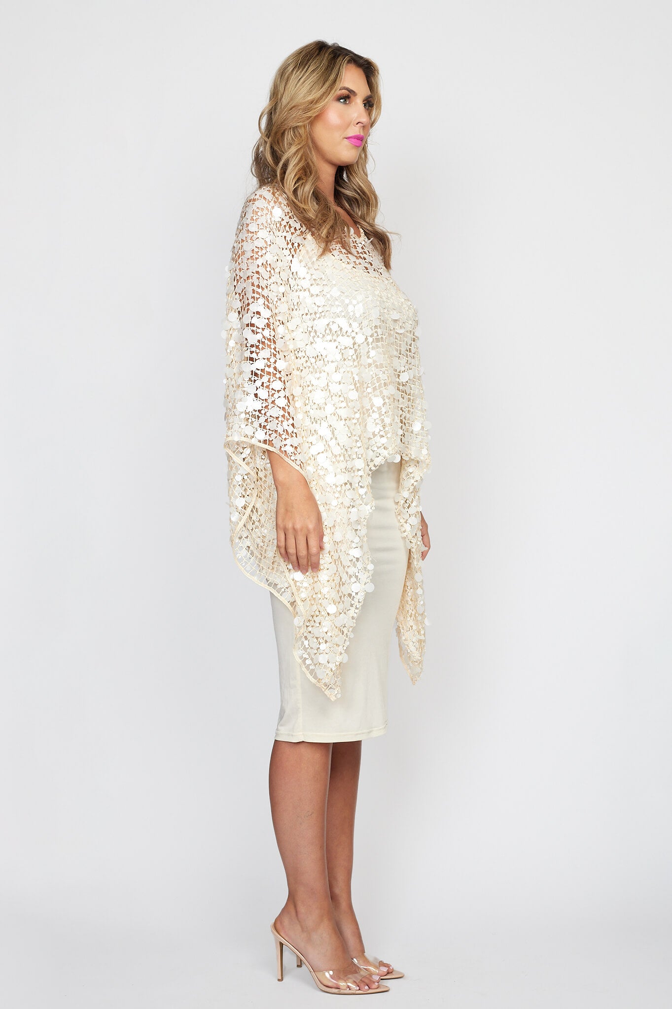 Cream Fish Scale Sequin Resort Top