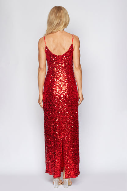 Red Sequin Slip Dress