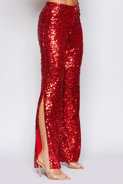 Red Sequin Tux Pant