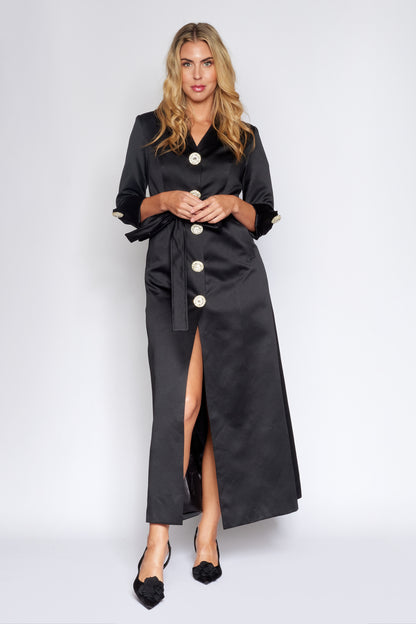 Black Satin Trench Coat