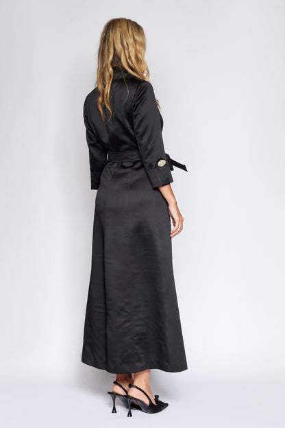 Black Satin Trench Coat