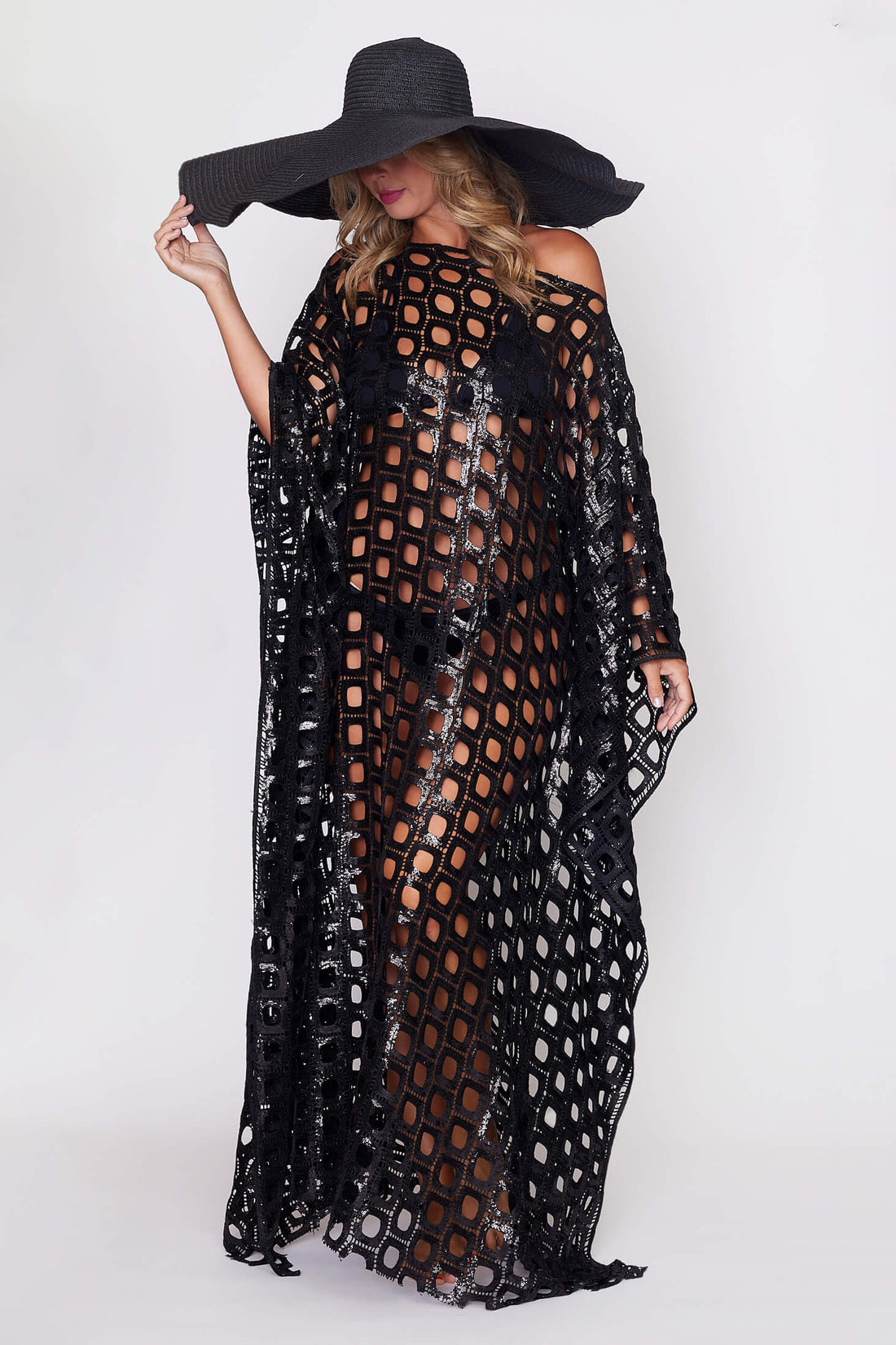 Black Sequin "Circle" Kaftan
