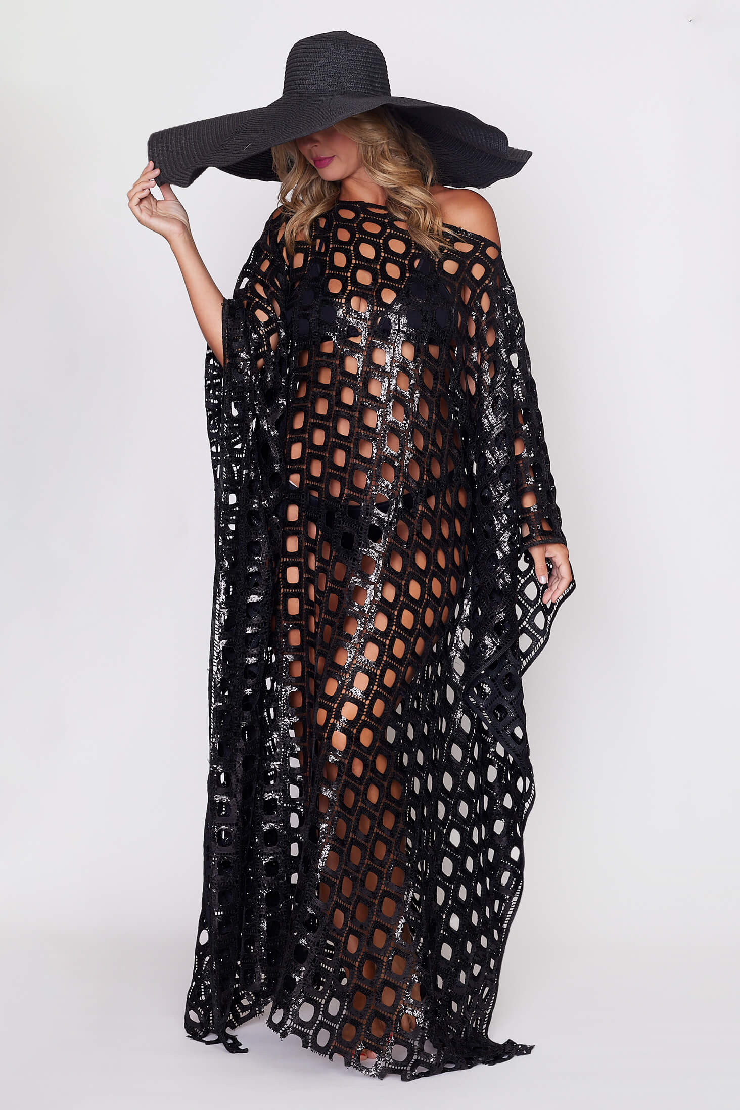 Black Sequin "Circle" Kaftan