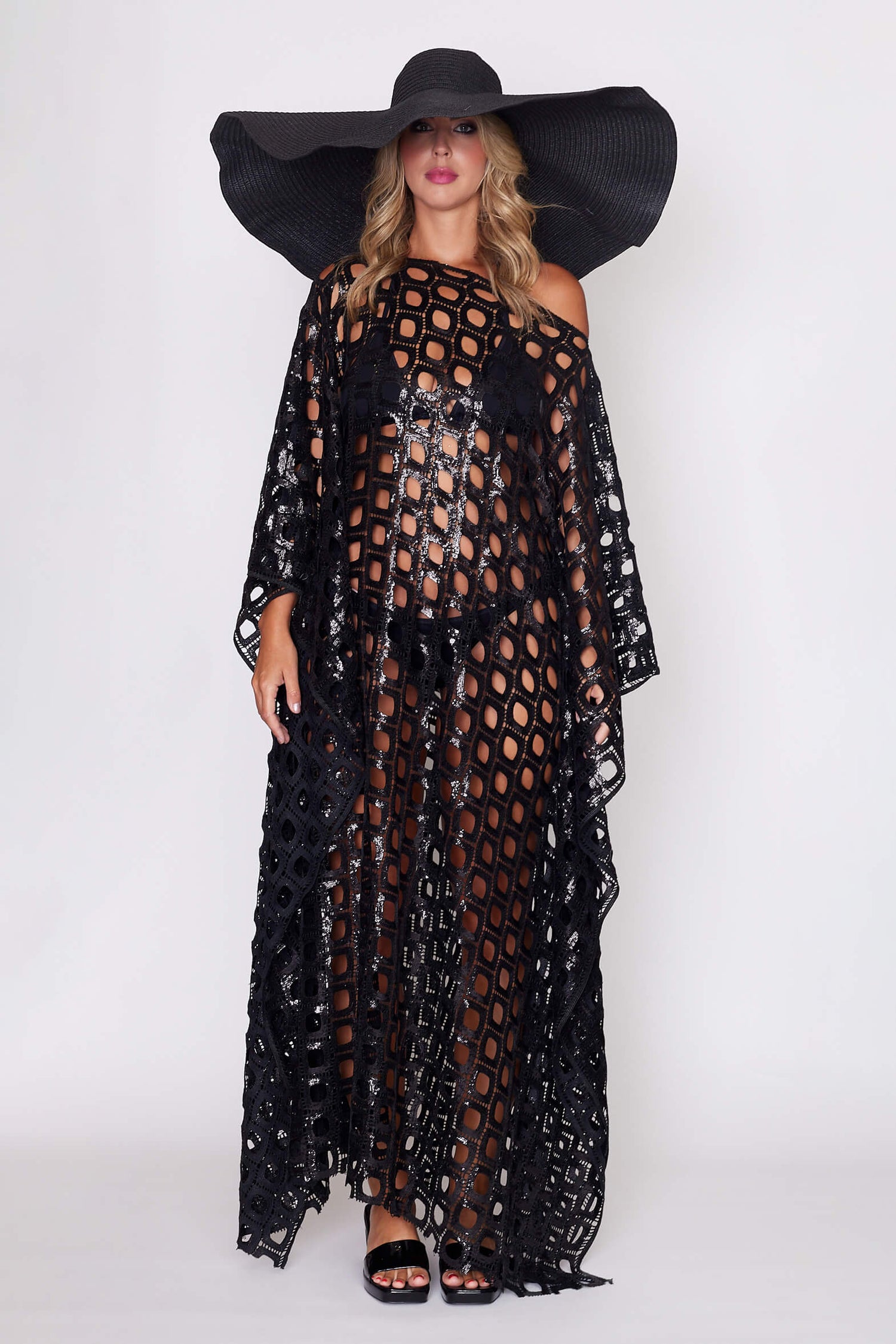Black Sequin "Circle" Kaftan