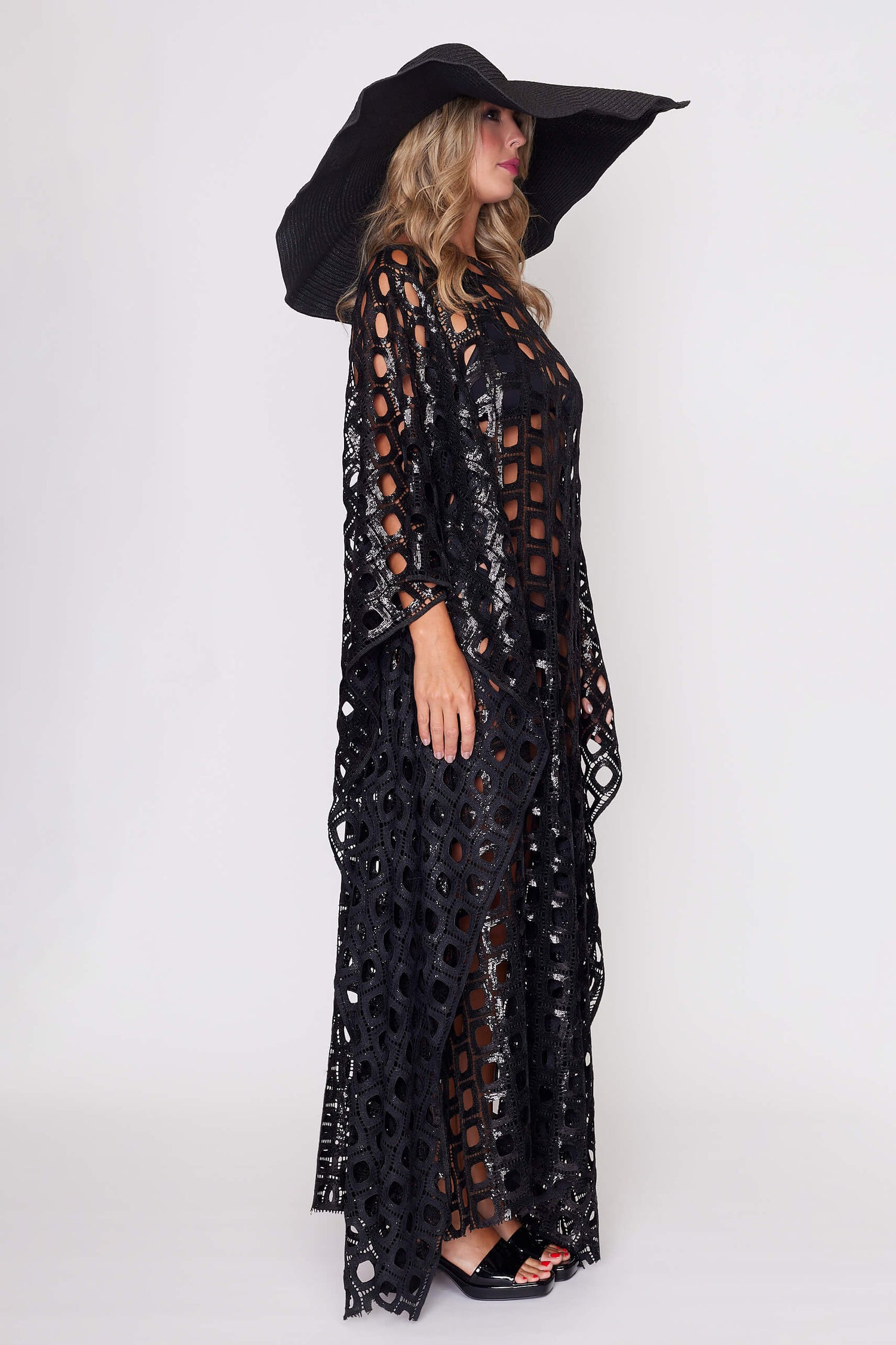 Black Sequin "Circle" Kaftan