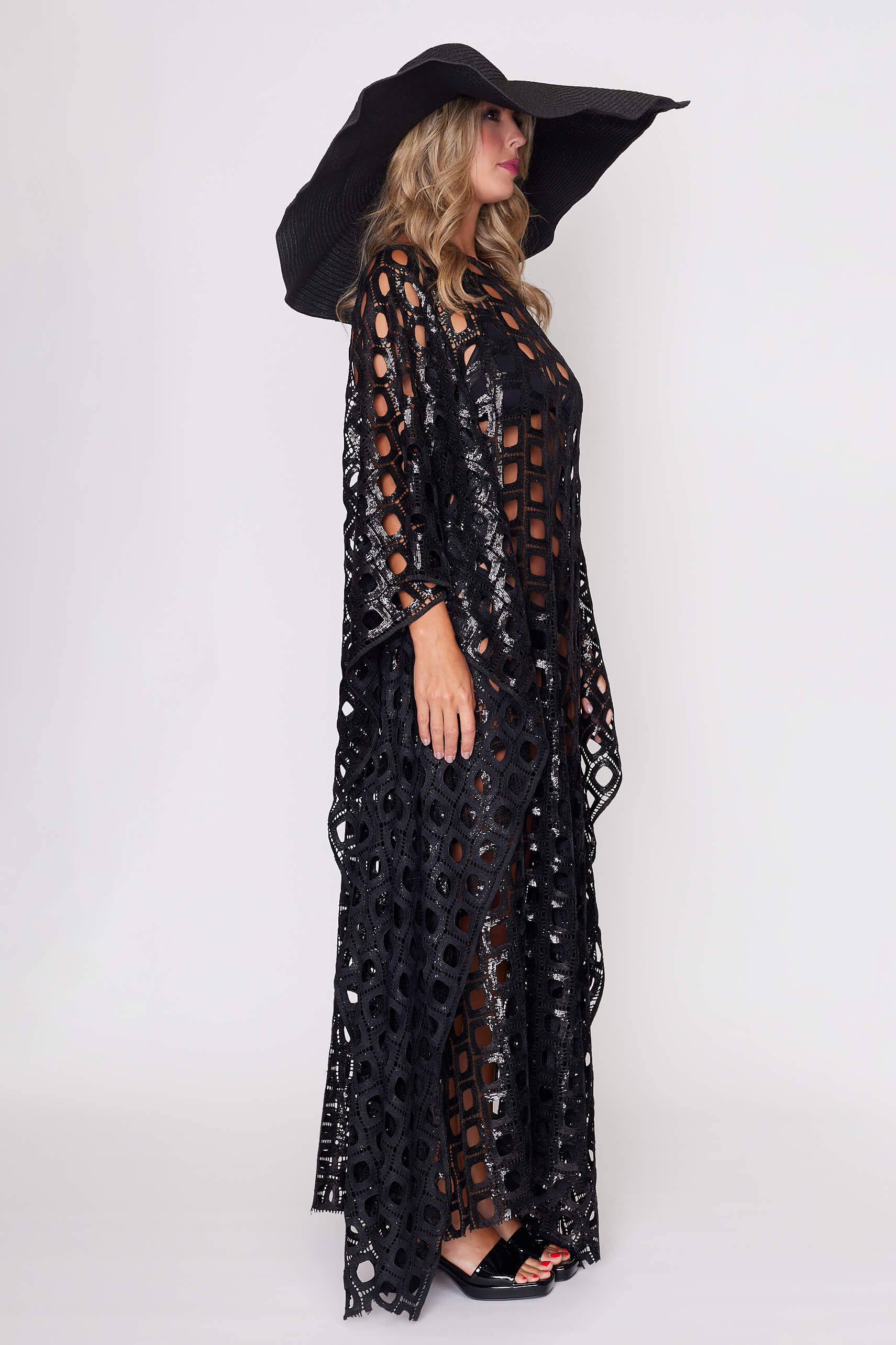 Black Sequin "Circle" Kaftan