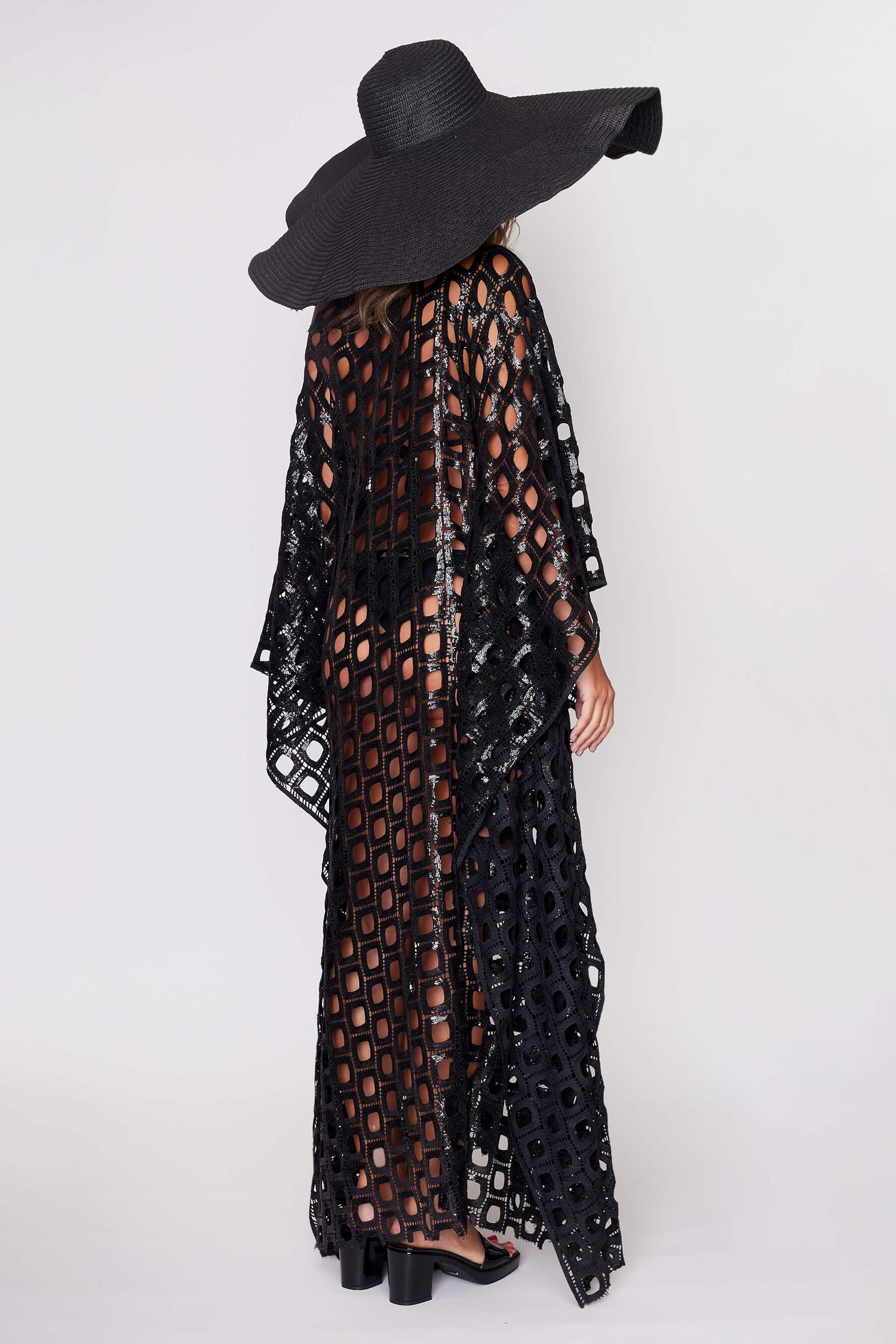 Black Sequin "Circle" Kaftan