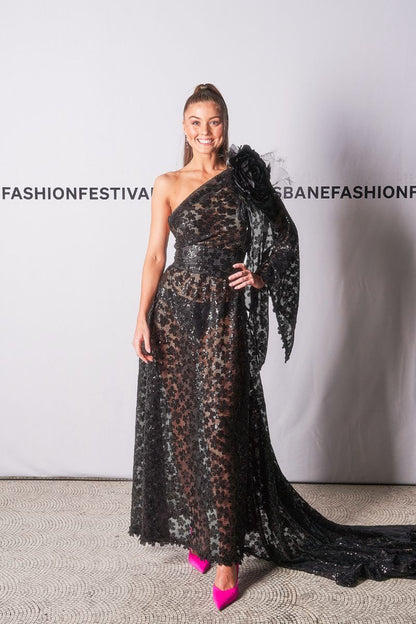 La Vita Glamoure Sequin Lace Gown