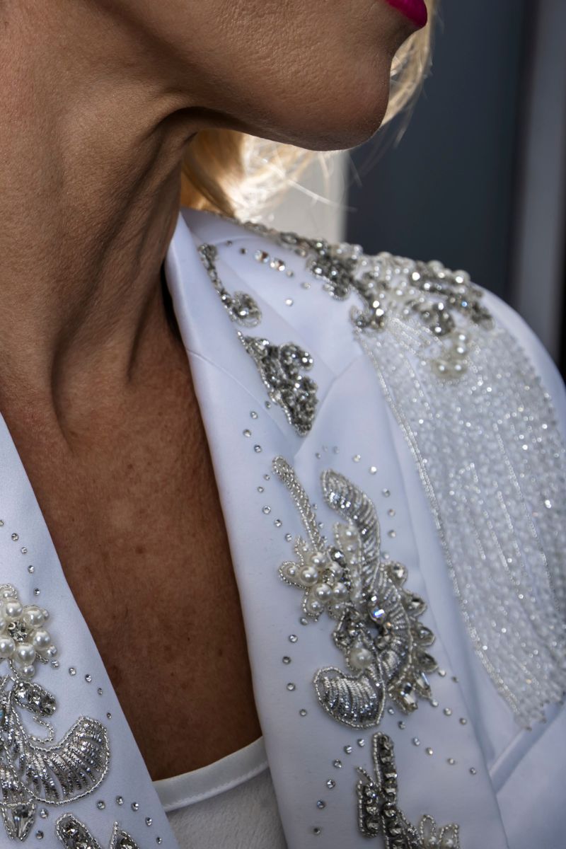 Embellished Hand Beaded Satin Cocktail Jacket