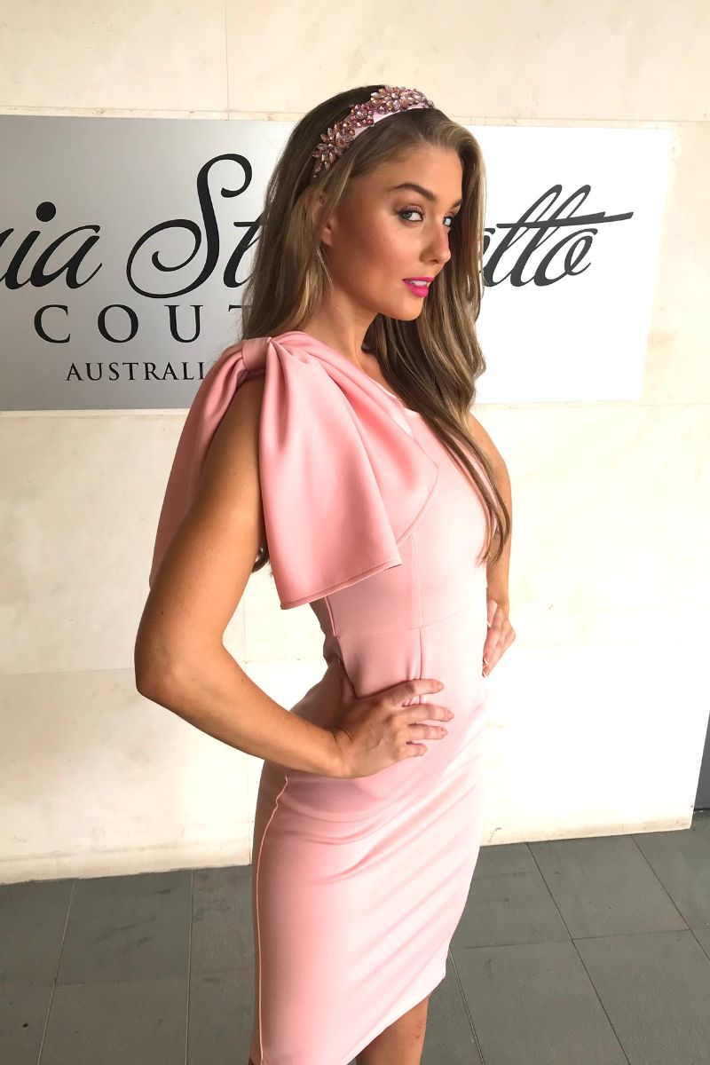 Baby Pink Body Con with Shoulder Feature