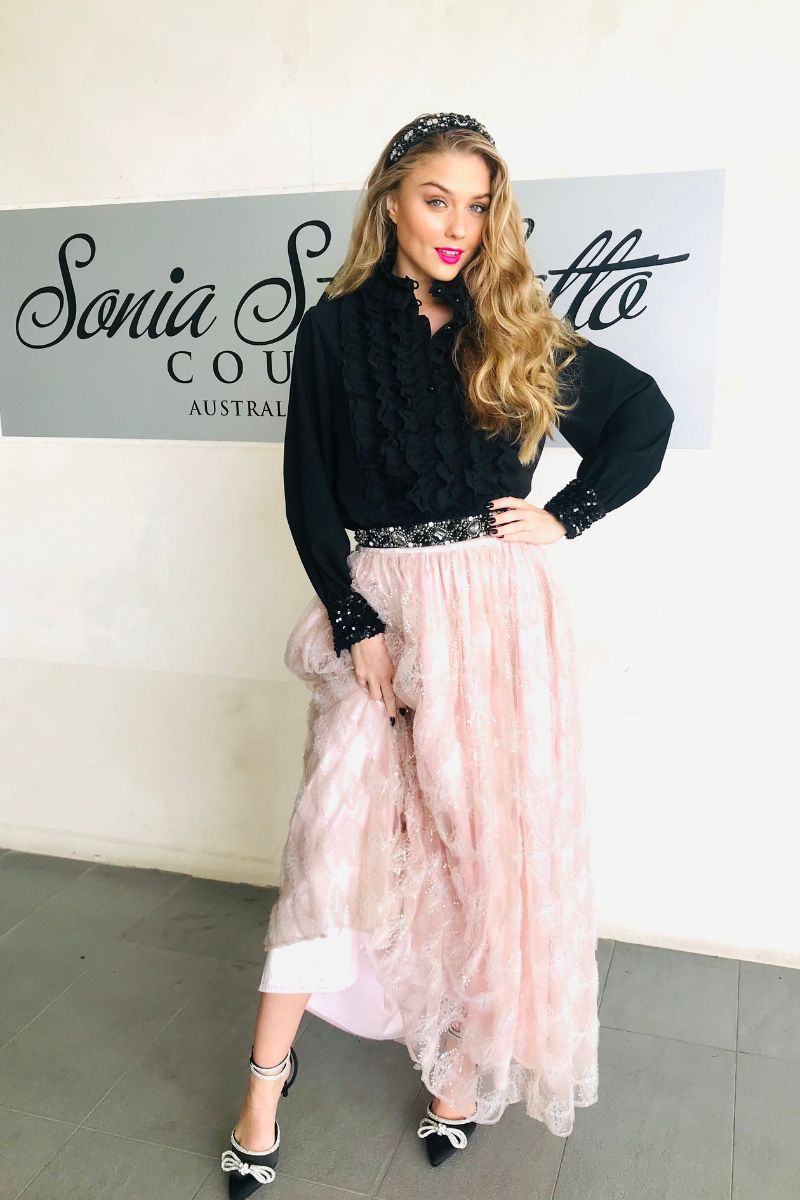 Sequin Georgette Skirt