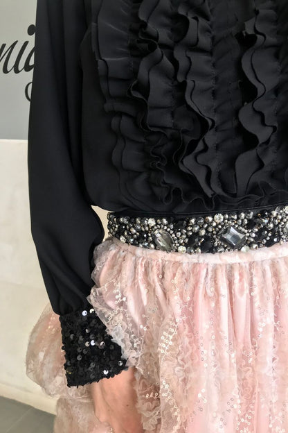 Sequin Georgette Skirt
