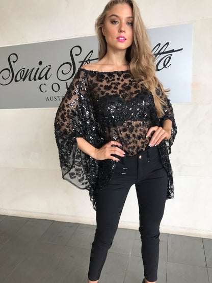 Iconic Black Lace Poncho